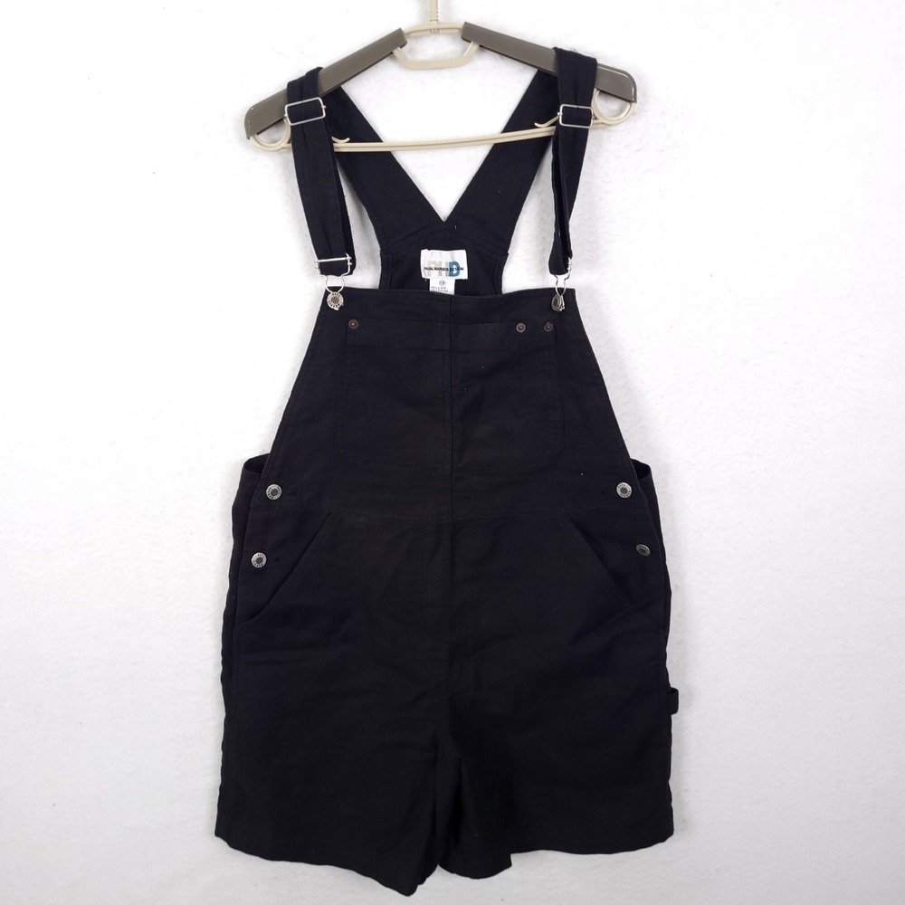 Paul Harris Design Romper Womens Medium Black Linen Blend Utility Vintage